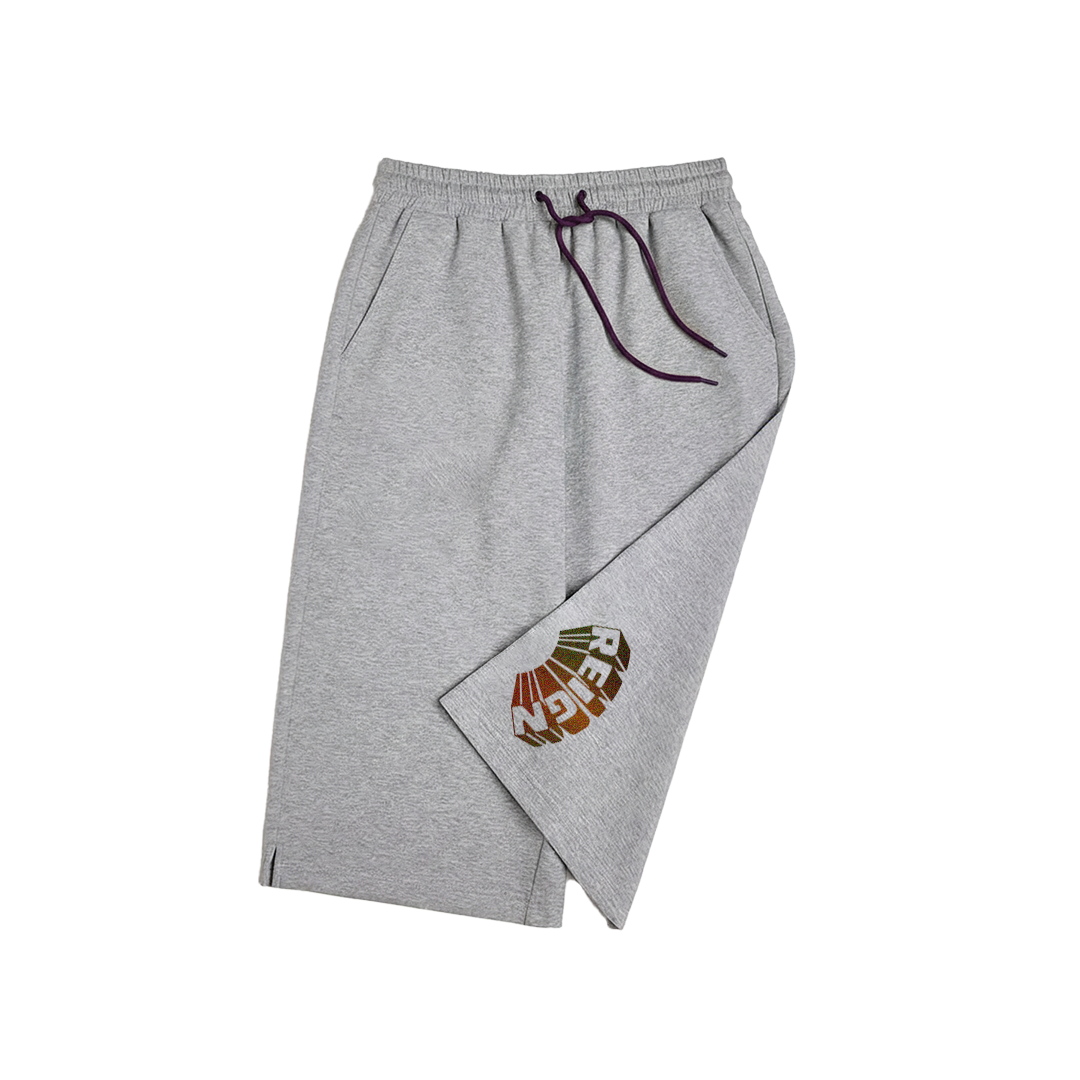 FAN LOGO COTTON WIDE SHORTS (Grey)
