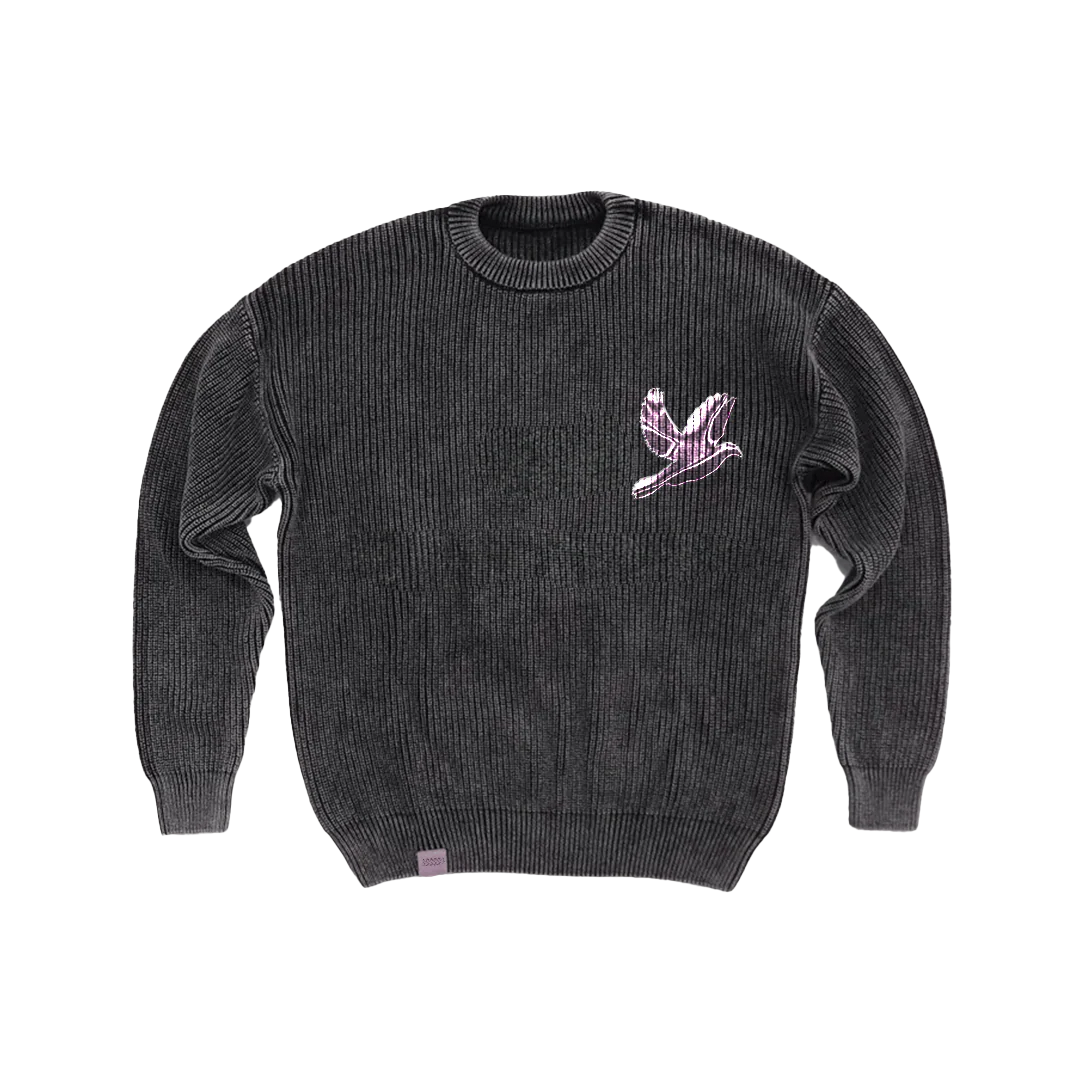 CHROME RIBBED SWEATER (ASH/ BABY PINK)