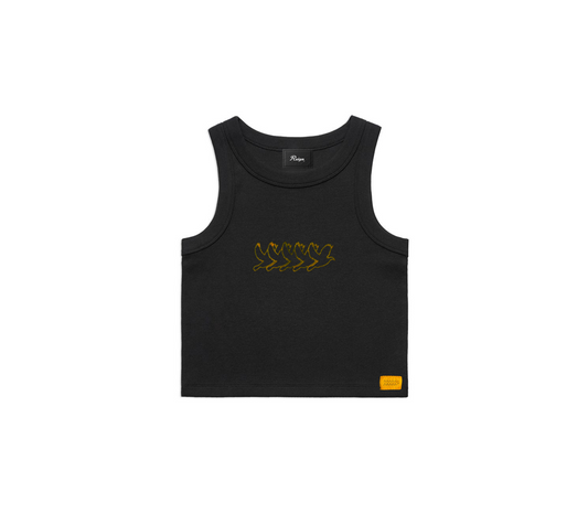 5 STAR WOMENS CROPPED TANK (BLACK/YELLOW)