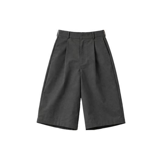PLEATED WIDE LEG SHORTS (Grey)