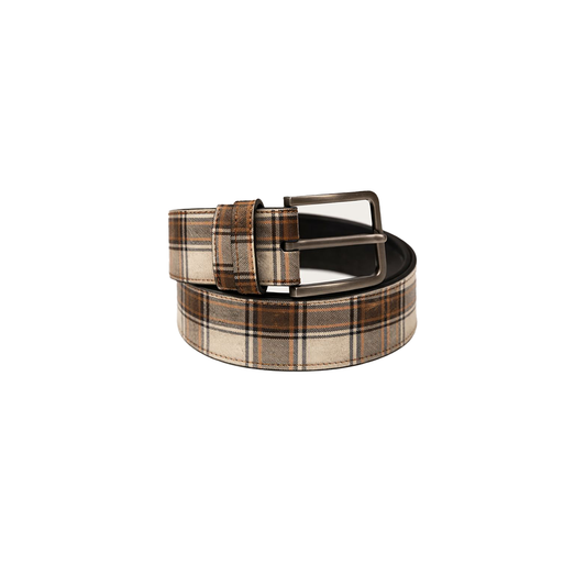 VEGAN LEATHER PLAID BELT