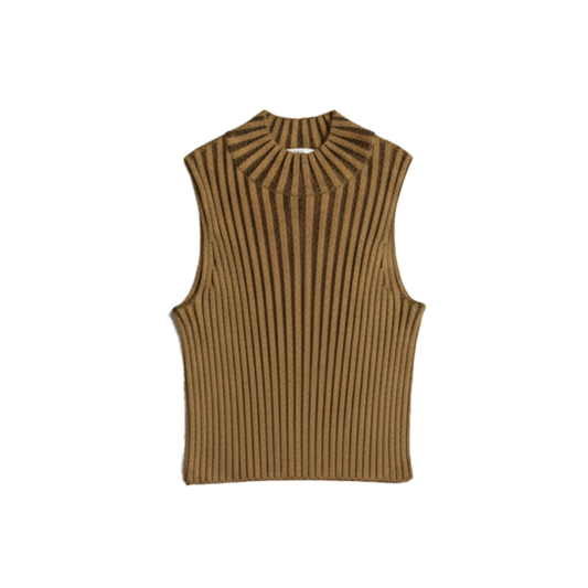 VERTICAL RIB-KNIT VEST (KHAKI)