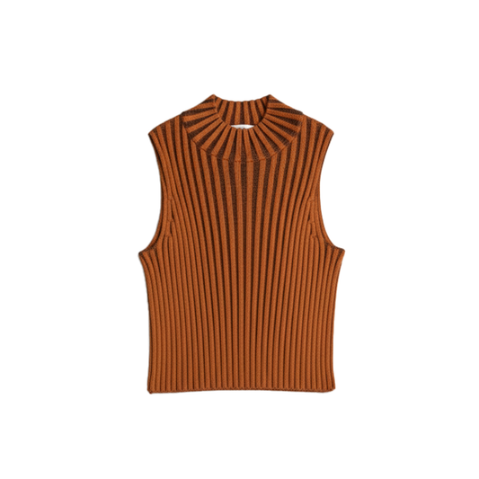VERTICAL RIB-KNIT VEST (DEEP ORANGE)