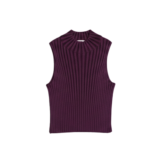 VERTICAL RIB-KNIT VEST (PURPLE)
